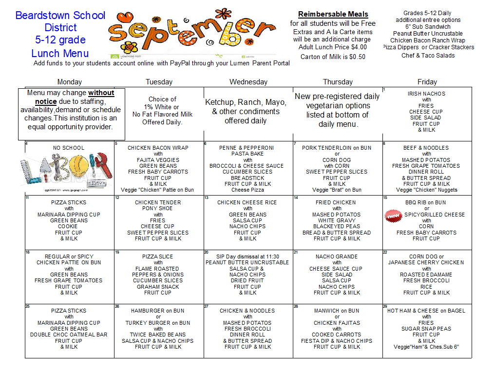 Beardstown CUSD 15 Lunch Menus
